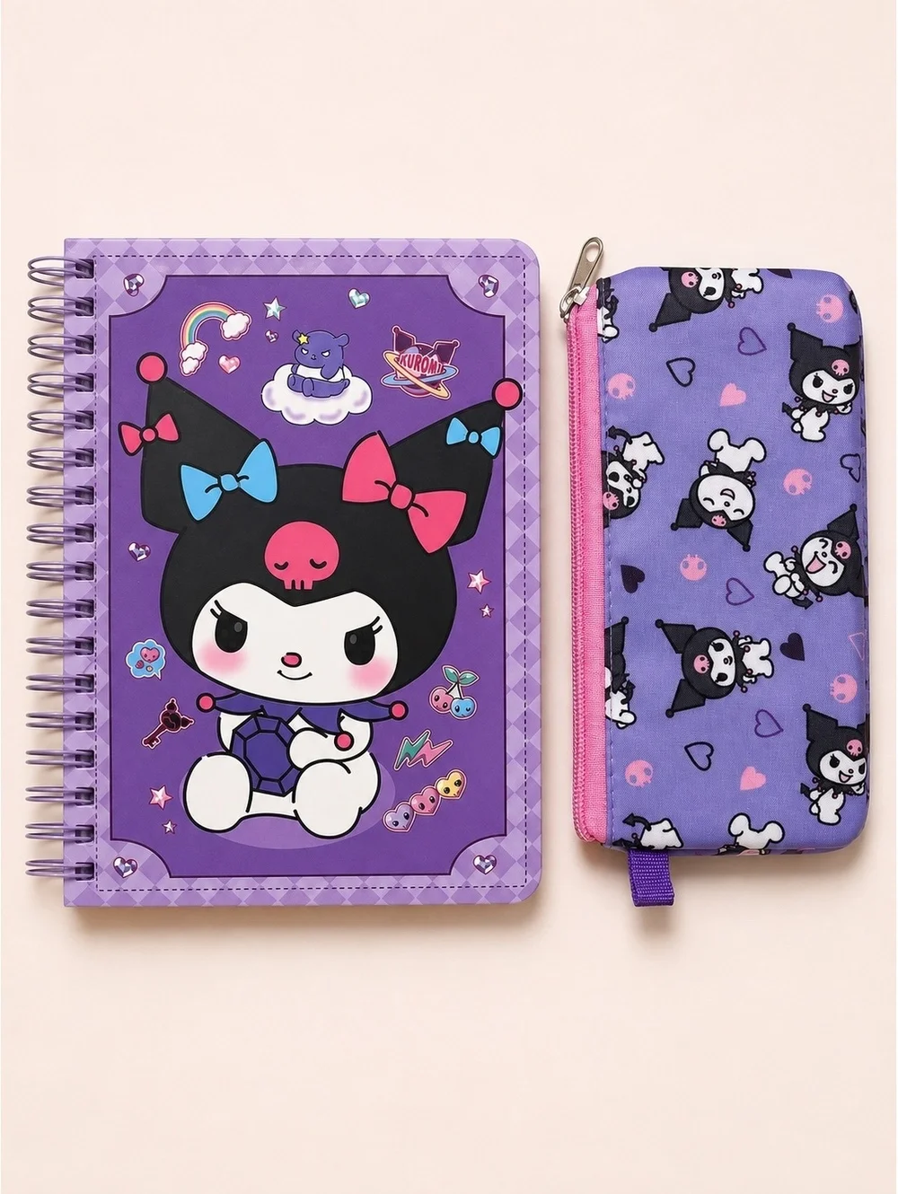 Kuromi Spiral Notebook & Pencil Pouch Brand New